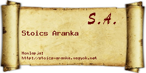 Stoics Aranka névjegykártya